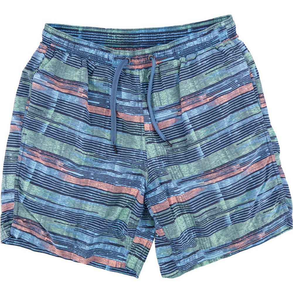 SAXX Mens Medium Swim Shorts Blue Striped Cannonball 2N1 Board Shorts Mesh Lined